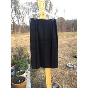 Vintage Womens Long Wool Skirt Size 14 Black Academia Business Career Classic